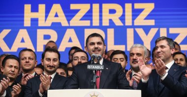 Justice and Development Party (AK Party) Istanbul mayoral candidate Murat Kurum speaks at a news conference after his candidacy is announced, Istanbul, Türkiye, Jan. 7, 2024. (AA Photo)