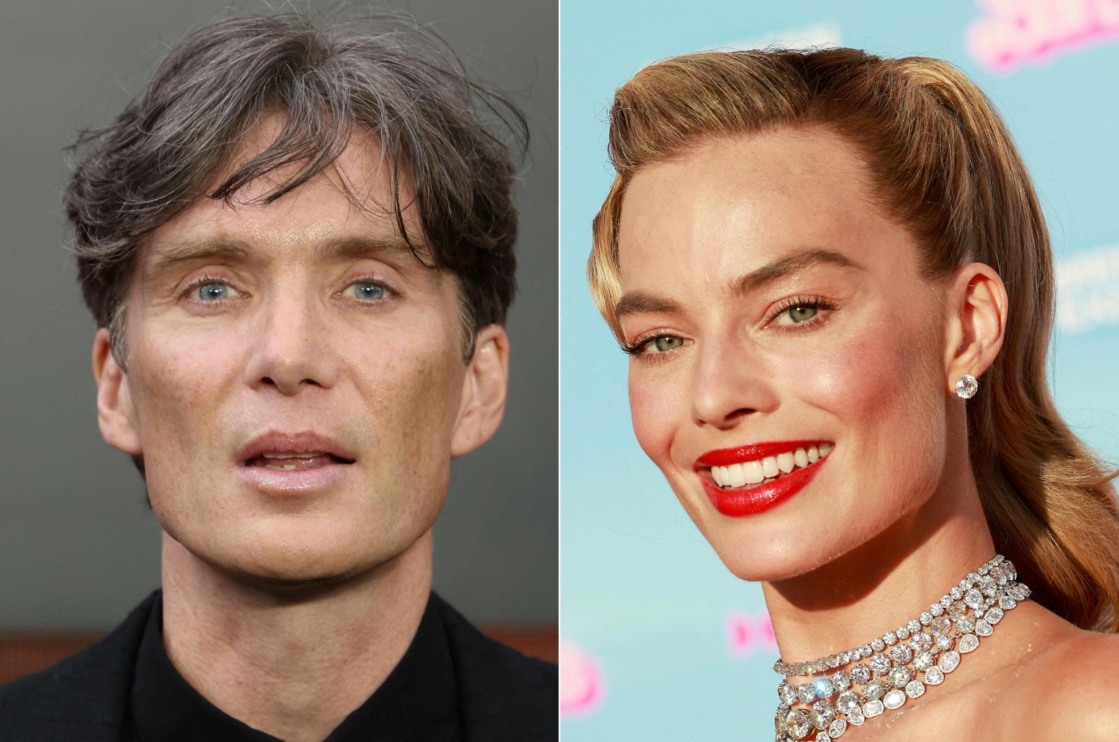 This combination of pictures shows Irish actor Cillian Murphy at the U.K. premiere of &quot;Oppenheimer&quot; in central London on July 13, 2023, and Australian actress Margot Robbie at the world premiere of &quot;Barbie&quot; at the Shrine Auditorium in Los Angeles on July 9, 2023