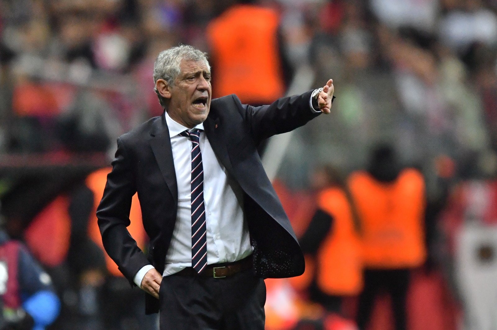 Fernando Santos reacts during the UEFA Euro 2024 qualifying match between Poland and Albania, Warsaw, Poland, March 27, 2023. (EPA Photo)