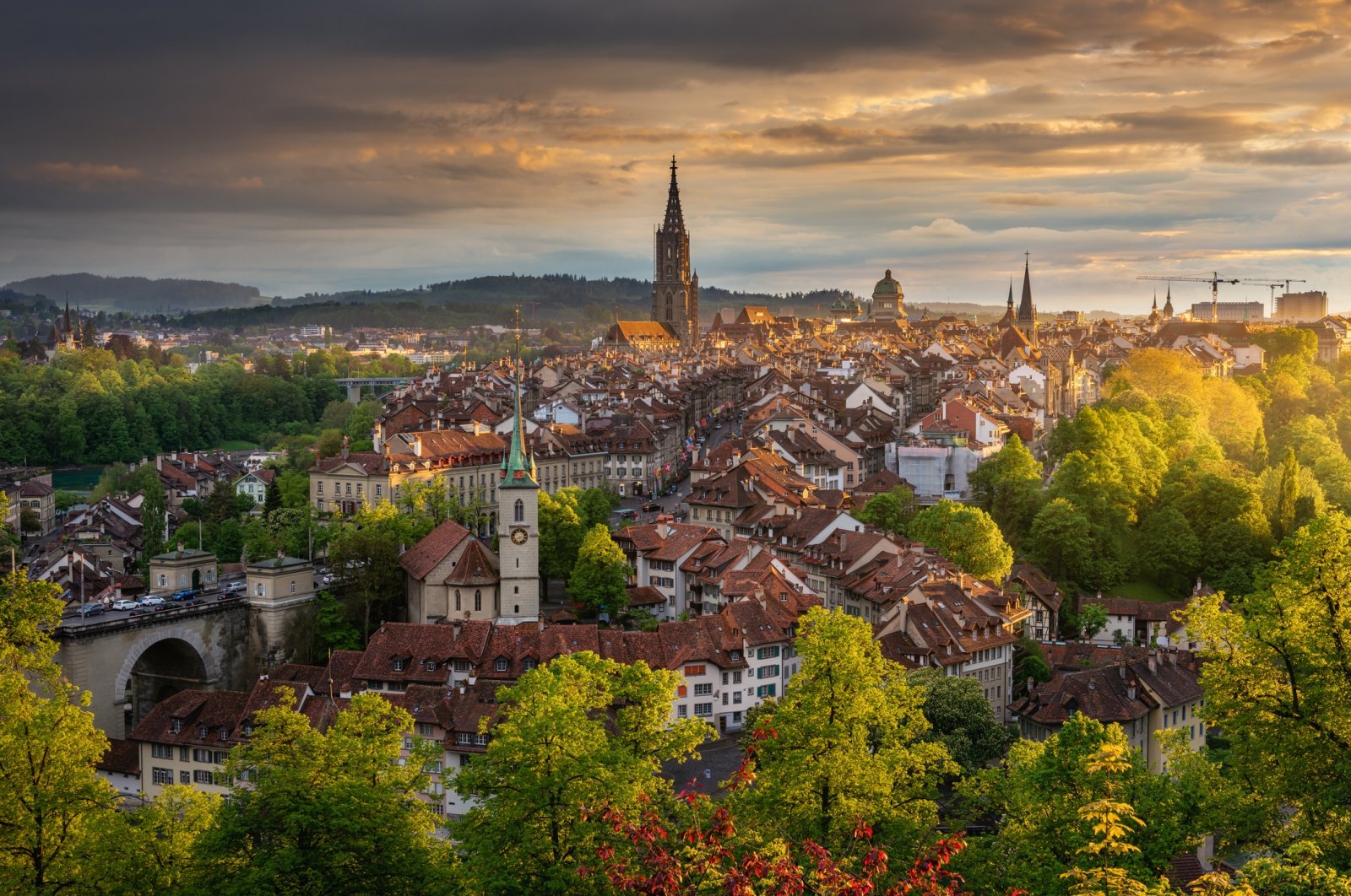 Cityscape with golden light sunset in Bern, the Capital of Switzerland, May, 19, 2019. (Getty Images Photo)