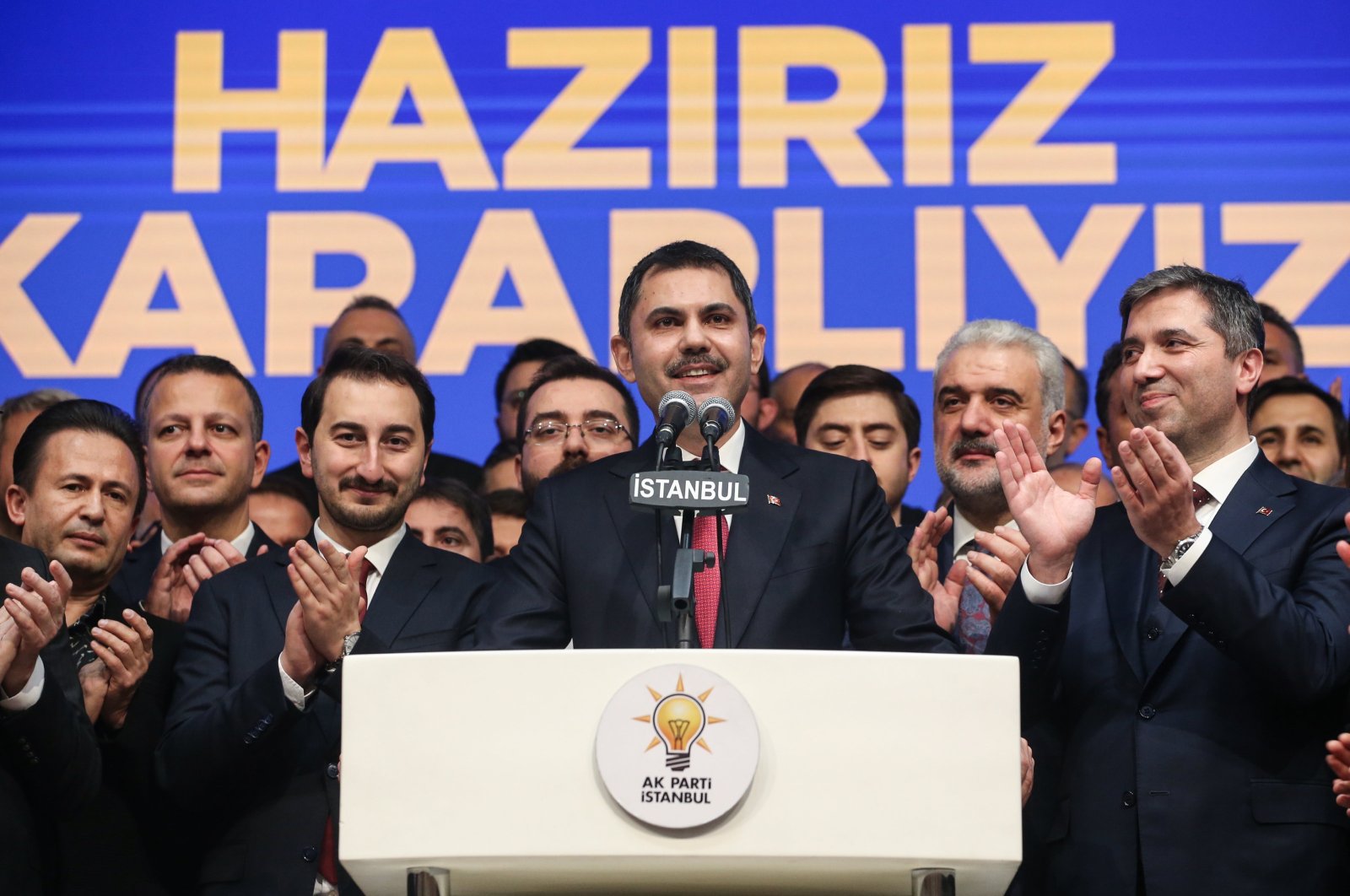 Justice and Development Party (AK Party) Istanbul mayoral candidate Murat Kurum speaks at a news conference after his candidacy is announced, Istanbul, Türkiye, Jan. 7, 2024. (AA Photo)