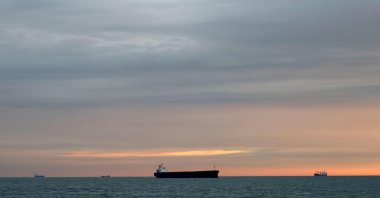 This photograph shows a cargo ship in the territorial waters of Ukraine, Dec. 18, 2023. (AFP Photo)