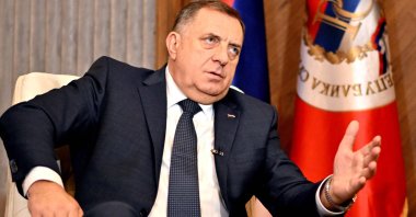 Milorad Dodik gestures during an interview in northwestern Bosnia, Jan. 8, 2024. (AFP Photo)