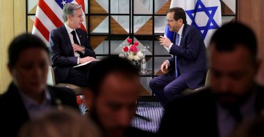 U.S. Secretary of State Antony Blinken (L) meets with Israeli President Isaac Herzog in Tel Aviv, Israel, Jan. 9, 2024. (AFP Photo)