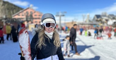 A visitor is seen in Palandöken Ski Center, one of the prominent winter centers in the country, situated in eastern Türkiye, Jan. 7, 2024. (AA Photo)