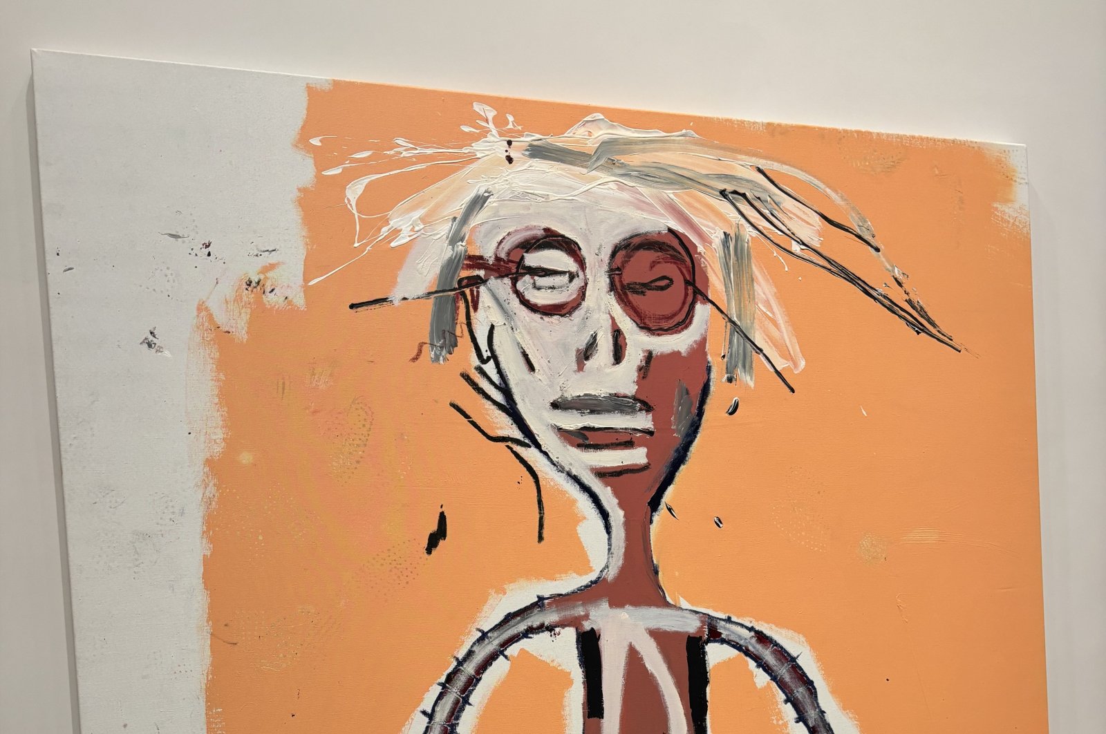 An artwork displayed in the "Basquiat x Warhol" traveling show, New York City, New York, U.S., Jan. 8, 2024. (Photo by Funda Karayel)