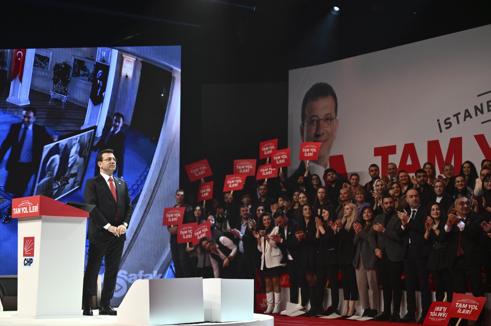 Istanbul Mayor Ekrem Imamoğlu attends an event where his candidacy is announced, Istanbul, Türkiye, Jan. 5, 2024. (AA Photo)