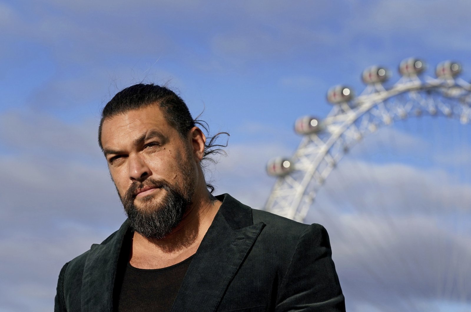 Jason Momoa poses during a photocall for &quot;Aquaman and the Lost Kingdom,&quot; at Park Plaza Hotel in Westminster Bridge, London, U.K., Dec. 11, 2023. (AP Photo)