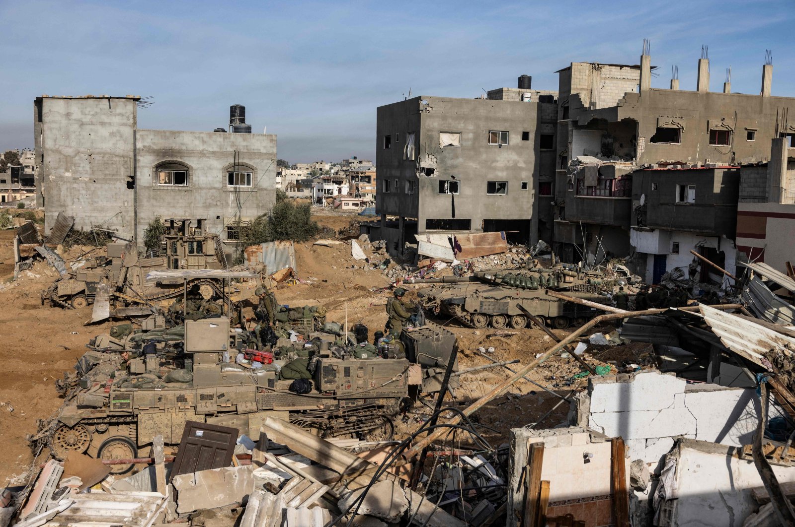 Occupying Israeli troops operate in central Gaza&#039;s al-Bureij, Palestine, Jan. 8, 2024.