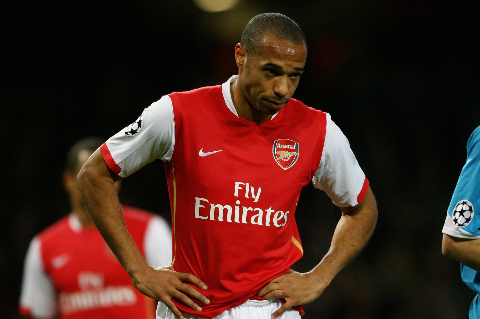 A dejected Thierry Henry of Arsenal looks on as the final whistle blows during the UEFA Champions League round of 16 second leg match against PSV Eindhoven at the Emirates Stadium, London, U.K., March 7, 2007.  (Getty Images Photo)