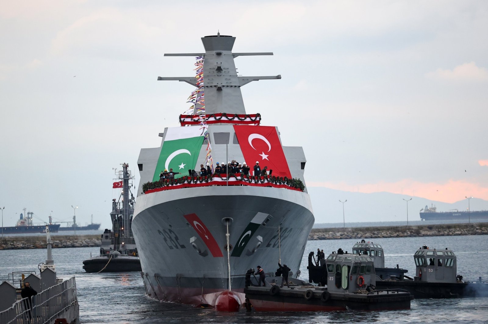 The third MILGEM ship built for the Pakistan Navy through collaboration between Türkiye and Pakistan is seen in Istanbul, Türkiye, Nov. 27, 2022. (AA Photo)