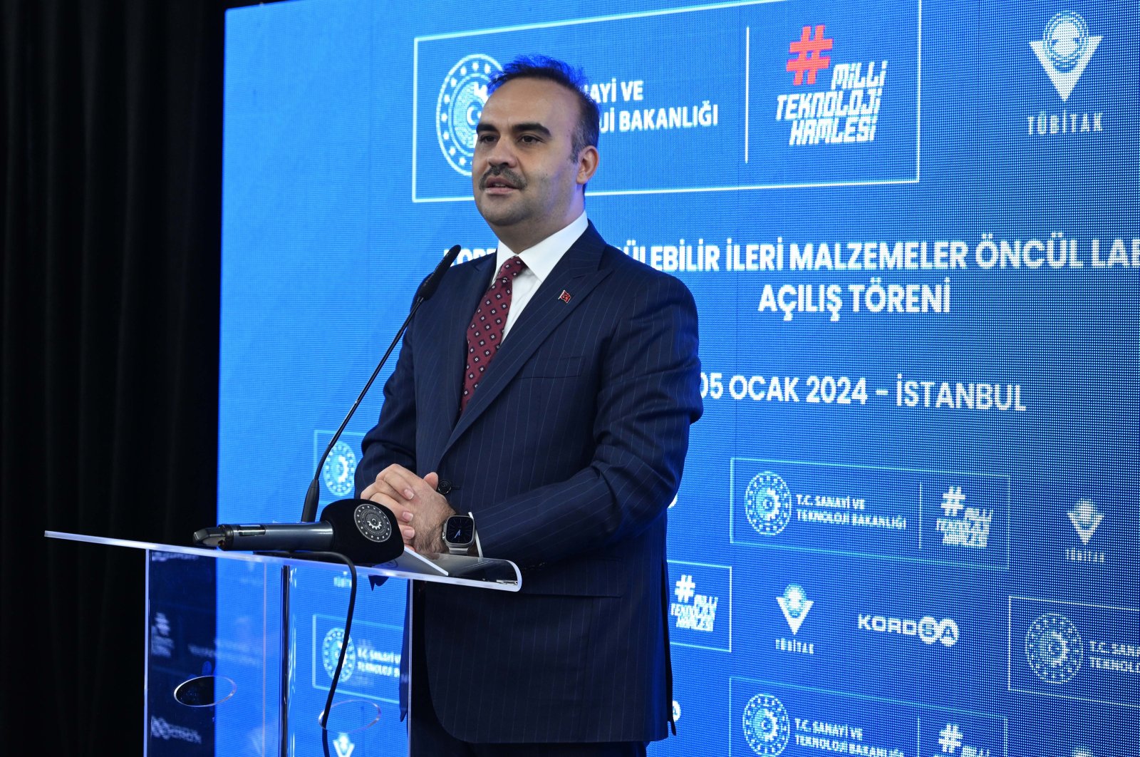 Industry and Technology Minister Mehmet Fatih Kacır speaks at an opening ceremony in Istanbul, Türkiye, Jan. 5, 2024. (AA Photo)