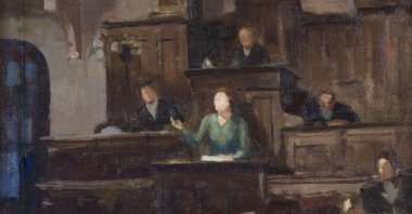 &quot;Woman Taking the Floor at the Old Grand National Assembly,&quot; by Melek Celal Sofu, oil on canvas, 1936. (Photo courtesy of Sabancı University Sakıp Sabancı Museum)