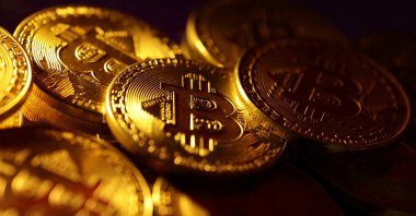 Physical representations of the bitcoin cryptocurrency are seen in this illustration taken Oct. 24, 2023. (Reuters Photo)