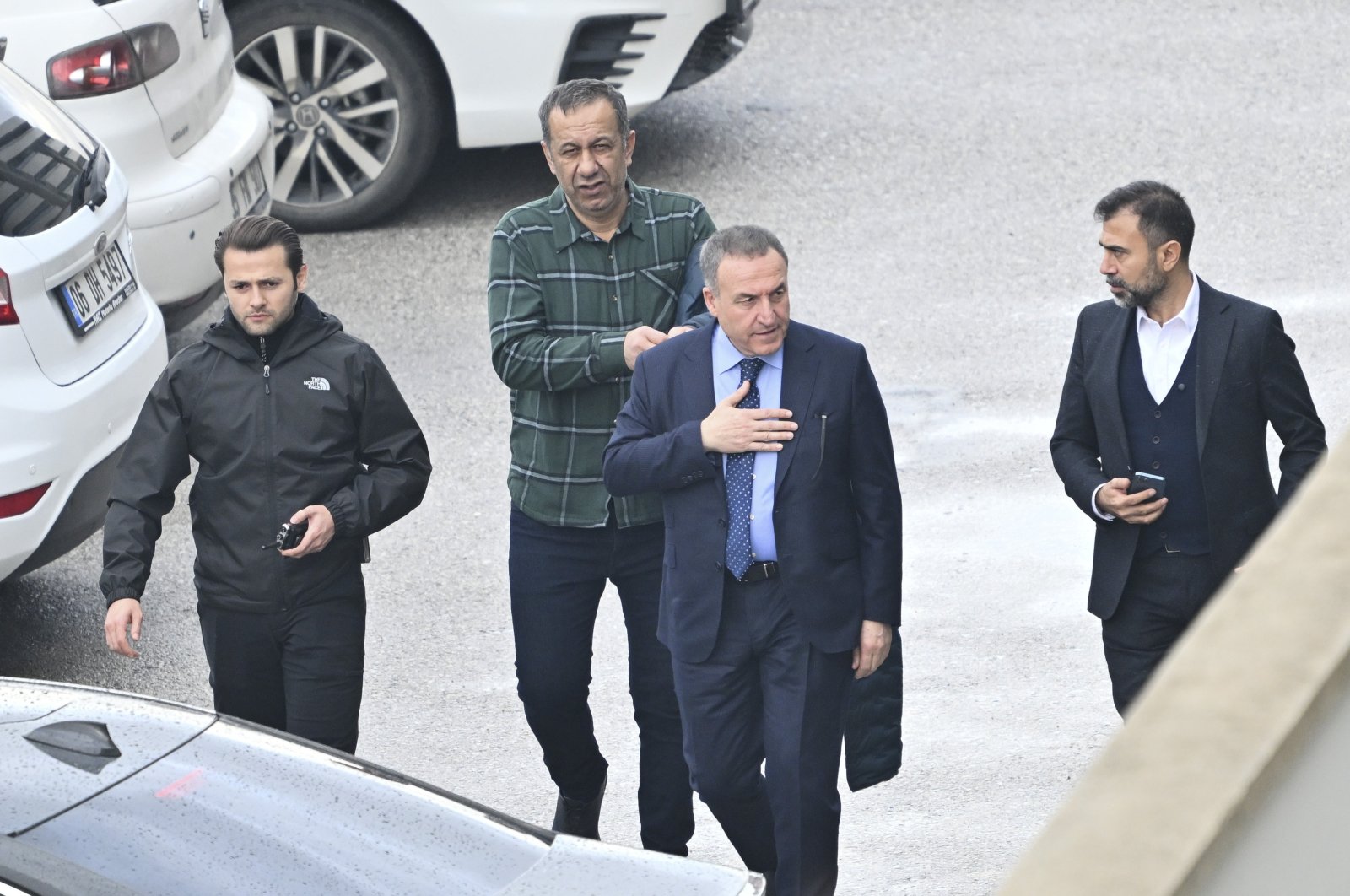 Former Ankaragücü President Faruk Koca (2nd R) leaves the courthouse, Ankara, Türkiye, Jan. 9, 2024. (AA Photo)