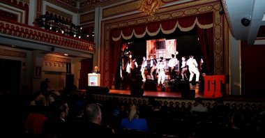 Turkish State Theaters manager Tamer Karadağlı announced the first-ever co-production between Turkish and Greek theaters, Ankara, Türkiye, Jan. 10, 2024. (IHA Photo)
