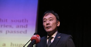 The opening ceremony for the 100th anniversary of the establishment of diplomatic relations between Türkiye and Japan was held in Ankara by the Japanese Embassy as Takahiko Katsumata, the Japanese ambassador to Ankara, delivered the opening speech, Ankara, Türkiye, Jan. 10, 2024. (AA Photo)