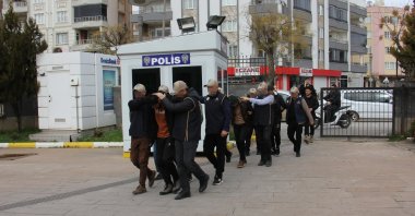 Turkish police escort four suspects linked to the Daesh terrorist group to the police station in southern Kilis province, Türkiye, Jan. 9, 2024. (AA Photo)