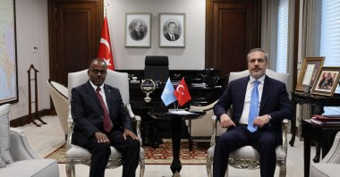 Foreign Minister Hakan Fidan and Somalia&#039;s Acting Foreign Minister Ali Omar Balad in Ankara, Türkiye, Jan. 11, 2023. (AA Photo)