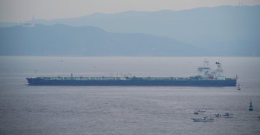 The St. Nikolas ship X1 oil tanker involved in the U.S.-Iran dispute in the Gulf of Oman is seen in Tokyo Bay, Japan, Oct. 4, 2020. (Reuters Photo)