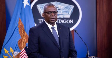 U.S. Secretary of Defense Lloyd Austin holds a press briefing about the military drawdown in Afghanistan at the Pentagon, Washington, D.C. Sept. 1, 2021. (AFP Photo)