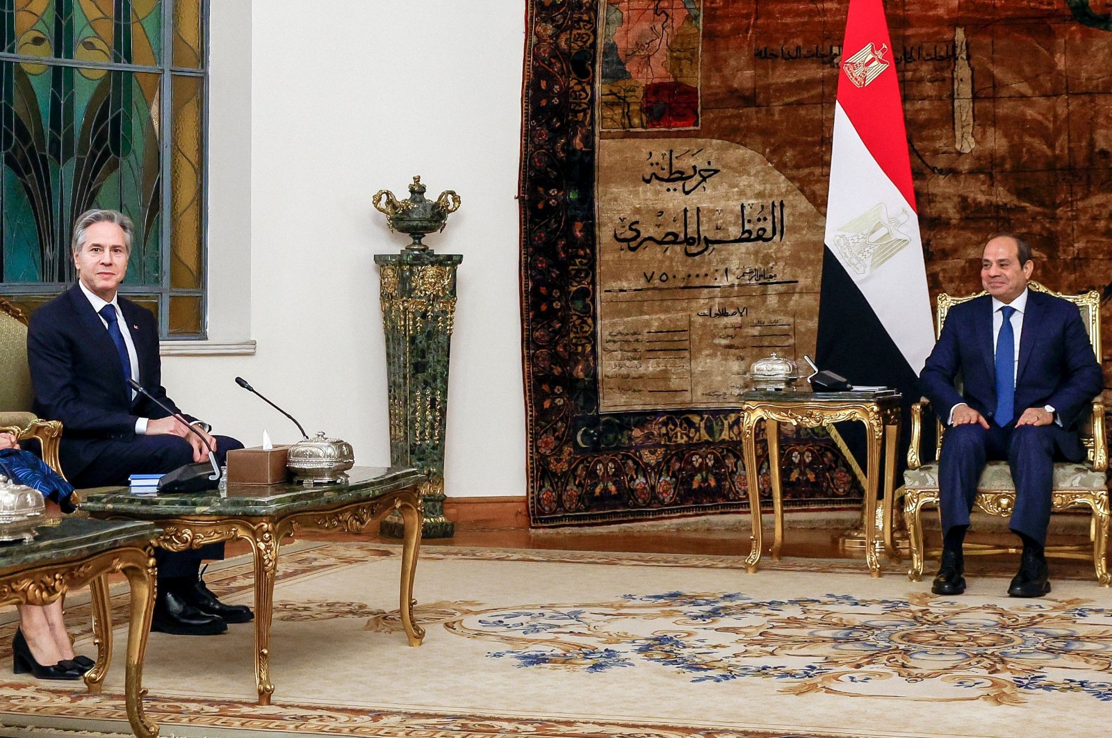 U.S. Secretary of State Antony Blinken (L) meets with Egypt&#039;s President Abdel-Fattah el-Sissi in Cairo, Egypt, Jan. 11, 2024. (AFP Photo)