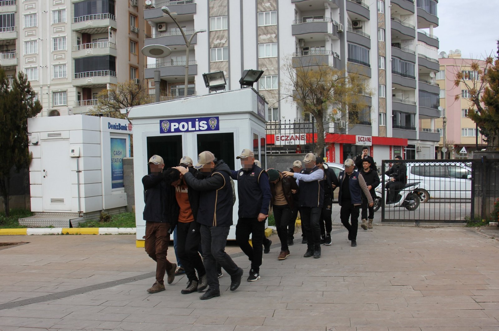 Turkish police escort four suspects linked to the Daesh terrorist group to the police station in southern Kilis province, Türkiye, Jan. 9, 2024. (AA Photo)