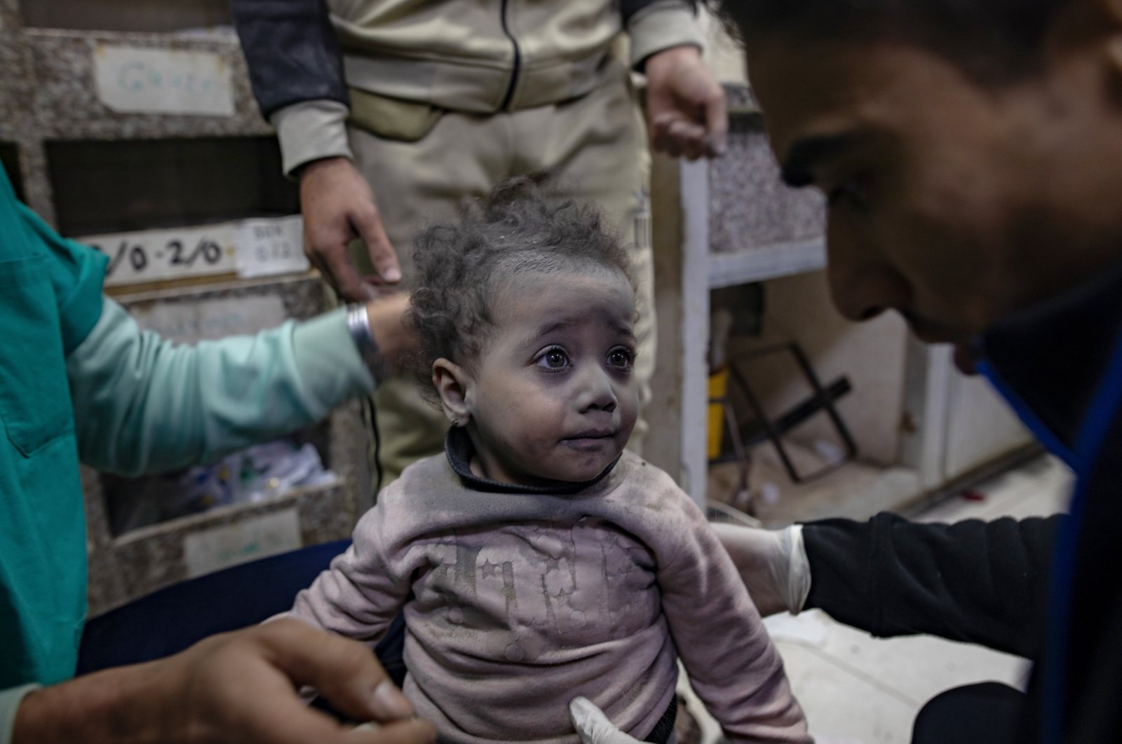 An injured child receives treatment inside Nasser Hospital in Khan Younis, southern Gaza Strip, Palestine, Jan. 12, 2024. (EPA Photo)