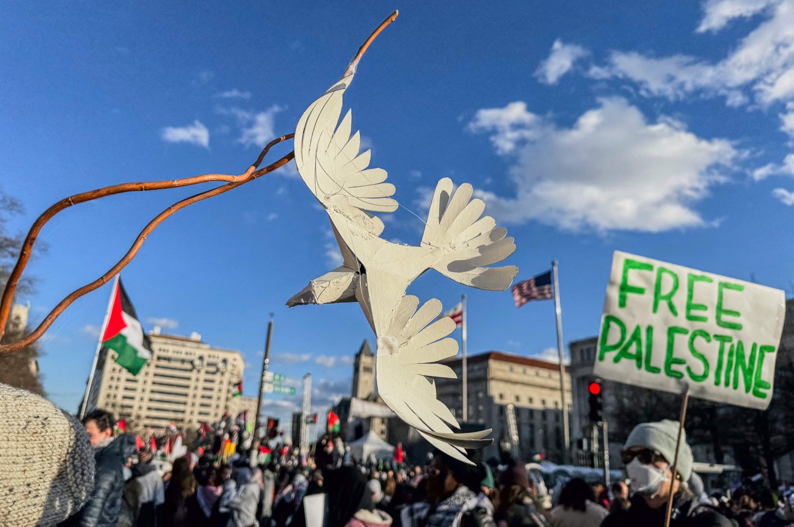 Pro-Palestinian demonstrators march to the White House in Washington, D.C., U.S., Jan. 13, 2024. (AFP Photo)