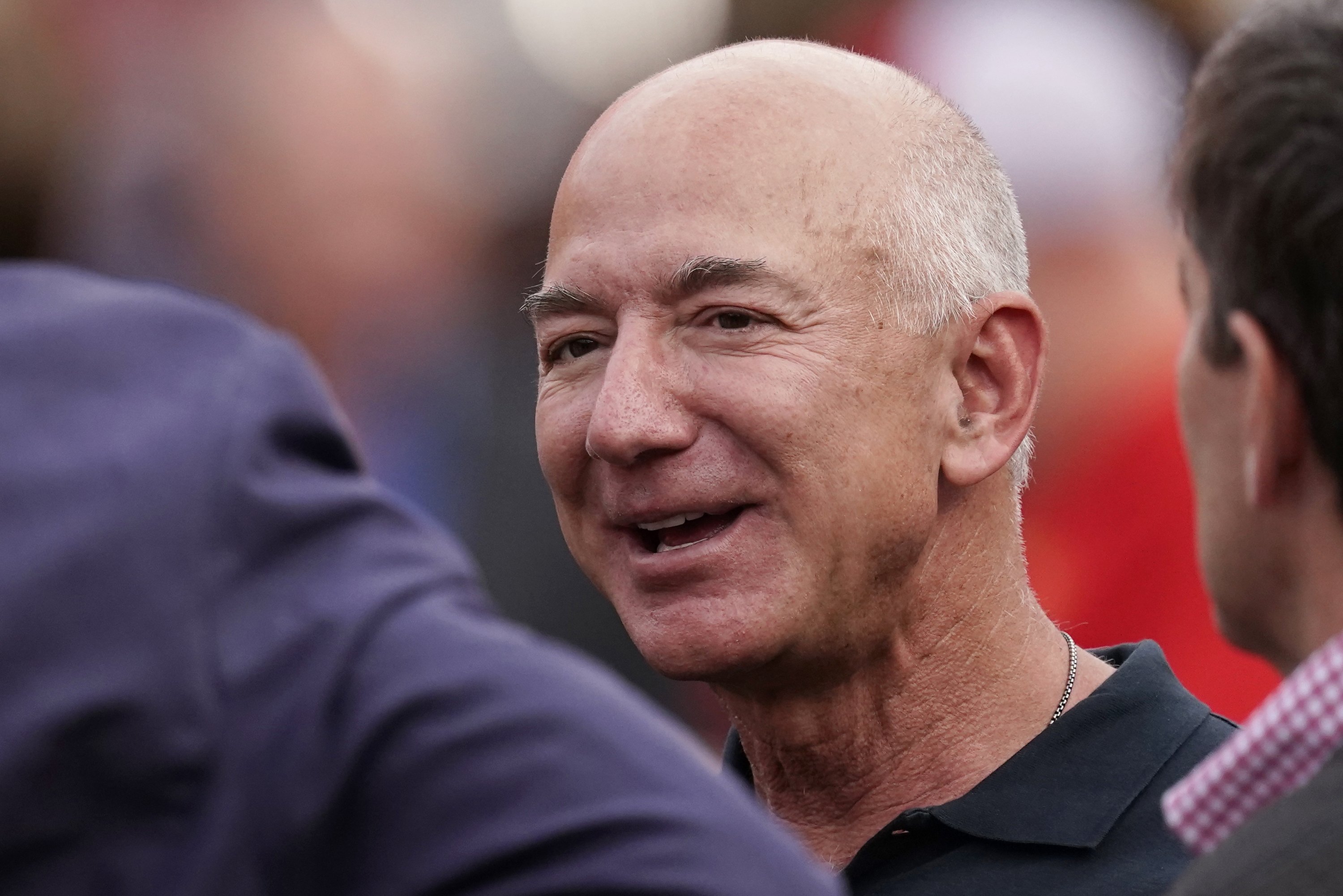 Amazon founder Jeff Bezos is seen on the sidelines before the start of an NFL football game between the Kansas City Chiefs and the Los Angeles Chargers, Kansas City, Missouri, U.S., Sept. 15, 2022. (AP Photo)