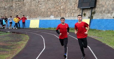 Turkish deaf sports athlete Yusuf Baydur (L) trains in his home city, Bitlis, Türkiye, Jan. 15, 2024. (AA Photo)