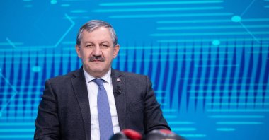 Turkish Kickboxing Federation President Salim Kayıcı speaks at AA Sports Talk, Ankara, Türkiye, Jan. 12, 2024. (AA Photo)