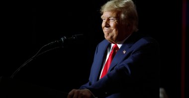 Republican presidential candidate, former U.S. President Donald Trump speaks during his caucus night event in Iowa, India, Jan. 15, 2024. (AFP Photo)