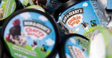 Ben and Jerry's ice cream is stored in a cooler at an event in Washington, D.C., U.S., May 19, 2021. (AFP Photo)