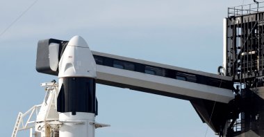 A SpaceX Falcon 9 rocket is readied for launch of the Axiom Mission 3 to the International Space Station with crew members Commander Michael Lopez-Alegria of the U.S./Spain, Pilot Walter Villadei of Italy, Mission Specialist Alper Gezeravcı of Türkiye, and ESA (European Space Agency) project astronaut Marcus Wandt of Sweden, at Cape Canaveral, Florida, U.S. Jan. 17, 2024. (Reuters Photo)