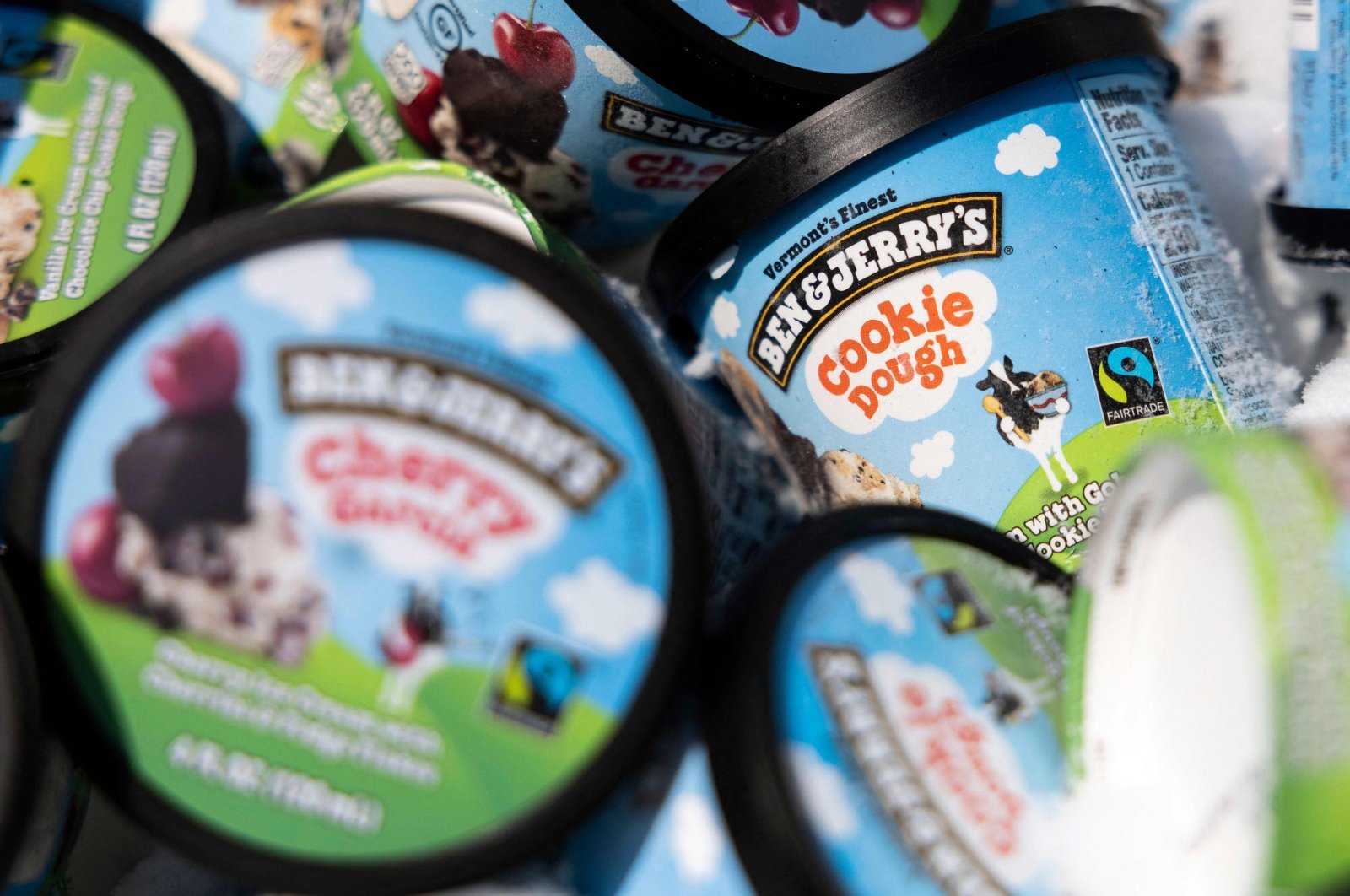 Ben and Jerry&#039;s ice cream is stored in a cooler at an event in Washington, D.C., U.S., May 19, 2021. (AFP Photo)