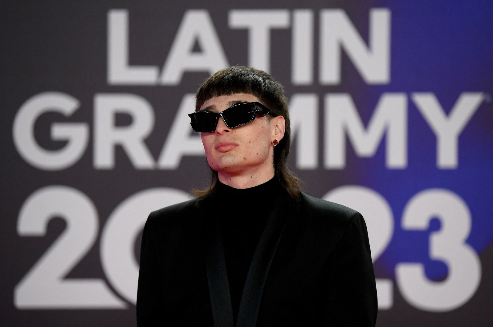 Mexican musician Peso Pluma arrives at the 24th Annual Latin Grammy Awards ceremony at the Conference and Exhibition Centre (FIBES), Sevilla, Spain, Nov. 16, 2023. (AFP Photo)