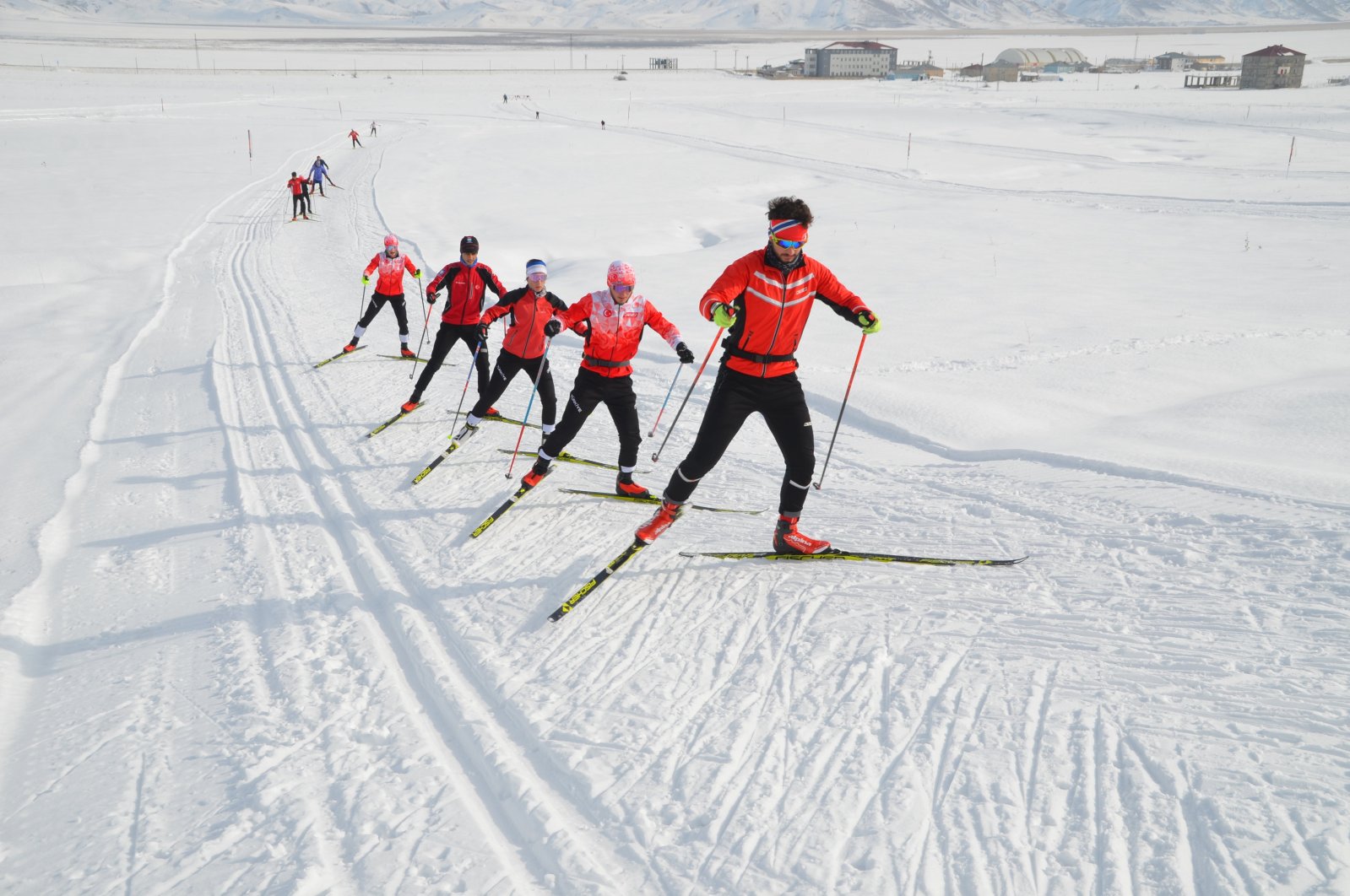 Skiers train ahead of the Türkiye Skiing Qualification competition, Hakkari, Türkiye, Jan. 16, 2024. (AA Photo)