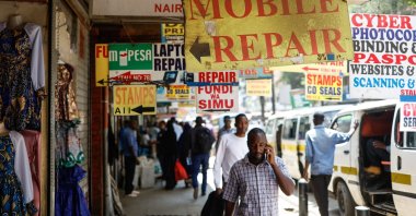 A man walks in a business district in the capital Nairobi, Kenya, Jan. 16, 2024. (AFP Photo)