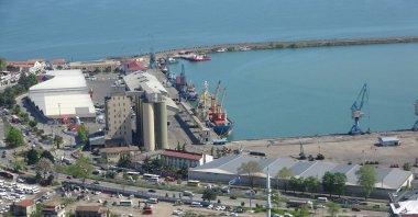 An aerial view of a port in the northern province of Trabzon, Türkiye, Jan. 17, 2024. (IHA Photo)