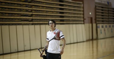 Turkish archer Mete Gazoz trains at the Archery national team camp, Antalya, Türkiye, Jan. 18, 2024. (AA Photo)