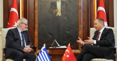 Interior Minister Ali Yerlikaya and Greek Minister of Maritime Affairs and Insular Policy Christos Stylianides in Ankara, Türkiye, Jan. 18, 2024. (AA Photo)