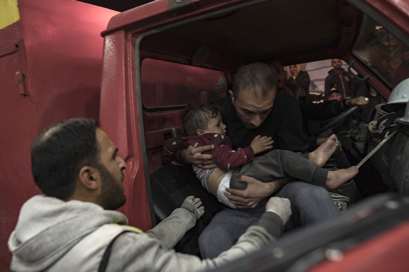 An injured child is brought to Nasser Hospital in Khan Younis, southern Gaza Strip, Palestine, Jan. 16, 2024. (EPA Photo)