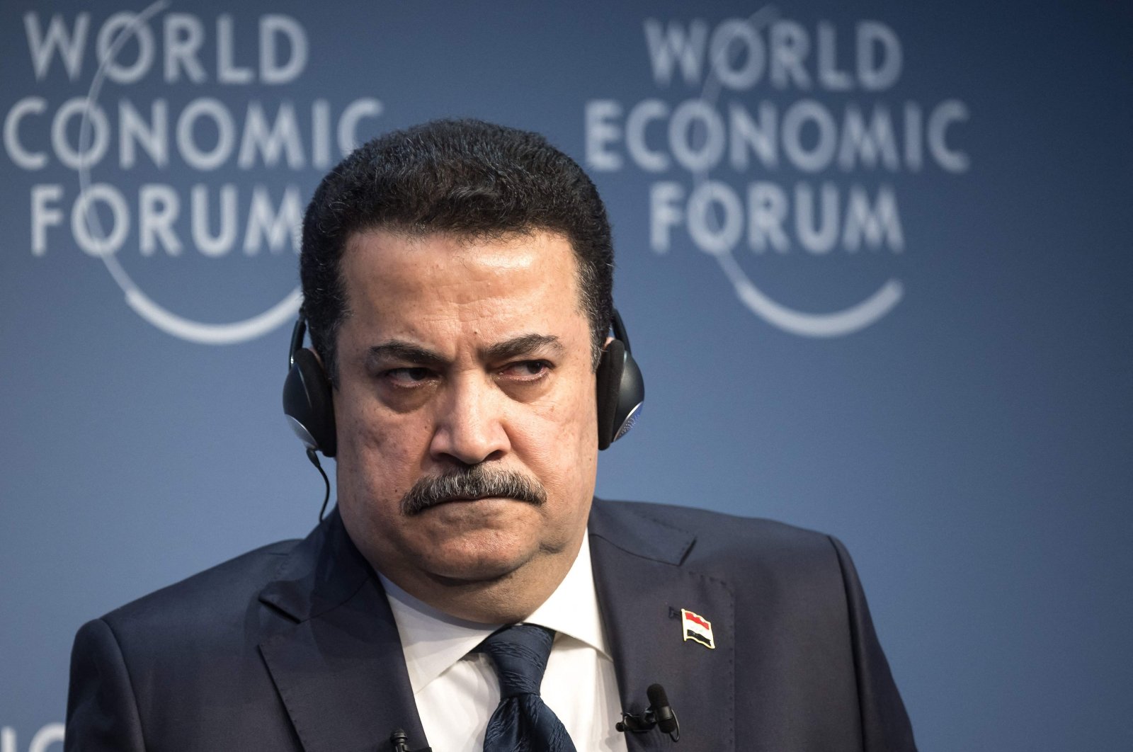 Iraqi Prime Minister Mohammed S. Al Sudani attends a session at the World Economic Forum in Davos, Switzerland, Jan. 18, 2024. (AFP Photo)