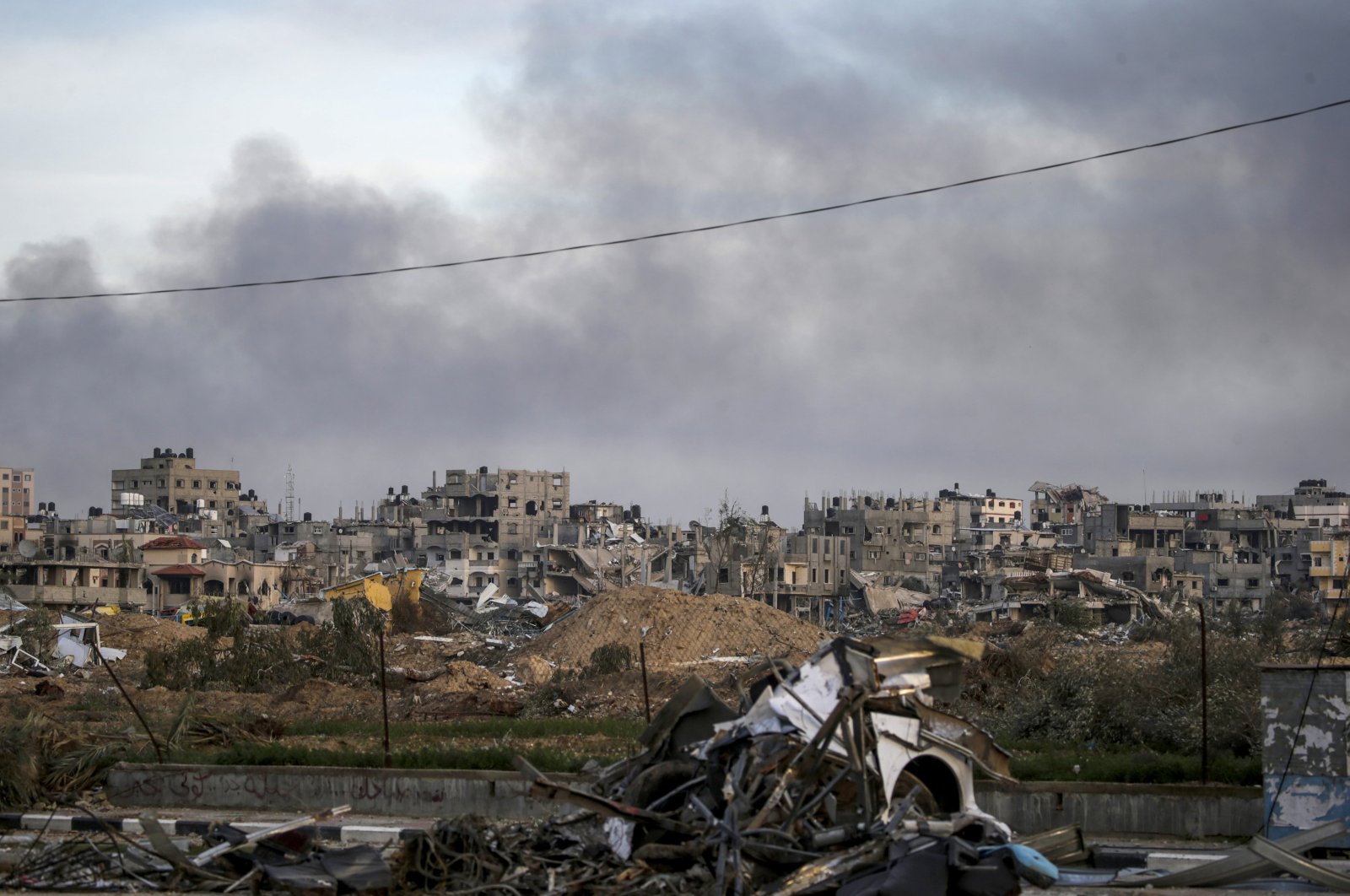 Destroyed Palestinian houses in Al Bureij refugee camp, following Israeli attacks, in Gaza Strip, Palestine, Jan. 18, 2024. (EPA Photo)
