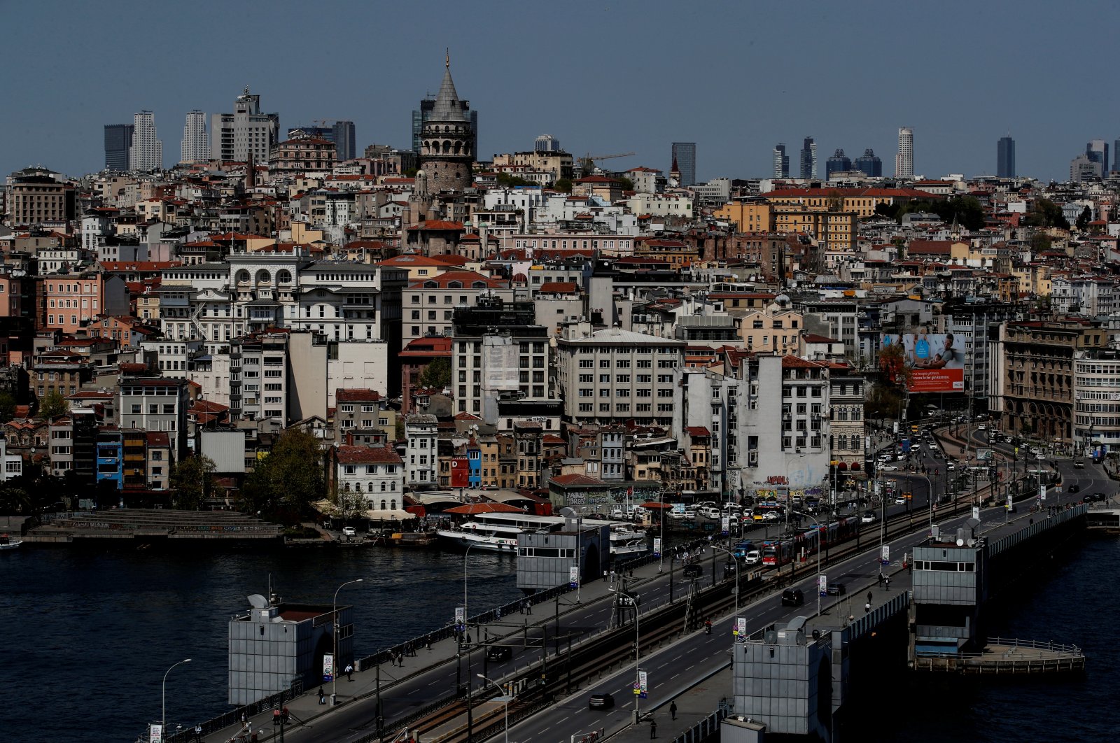 Galata Bridge, historical Galata Tower, and residential areas are pictured in Istanbul, Türkiye, April 27, 2020. (Reuters File Photo)