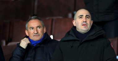 Former Manchester City CEO Omar Berrada (R) looks on during the EPL match between Manchester City and Sheffield United at the Bramall Lane Stadium, Sheffield, U.K., Jan. 21, 2020. (Getty Images Photo).