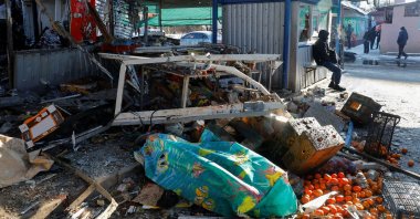 Debris of a food market following a Ukrainian military strike Russia-occupied Donetsk, Ukraine, Jan. 21, 2024. (Reuters Photo)