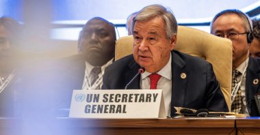 U.N. Secretary-General Antonio Guterres speaks at program in Kampala, Uganda, Jan. 21, 2024. (AFP Photo)