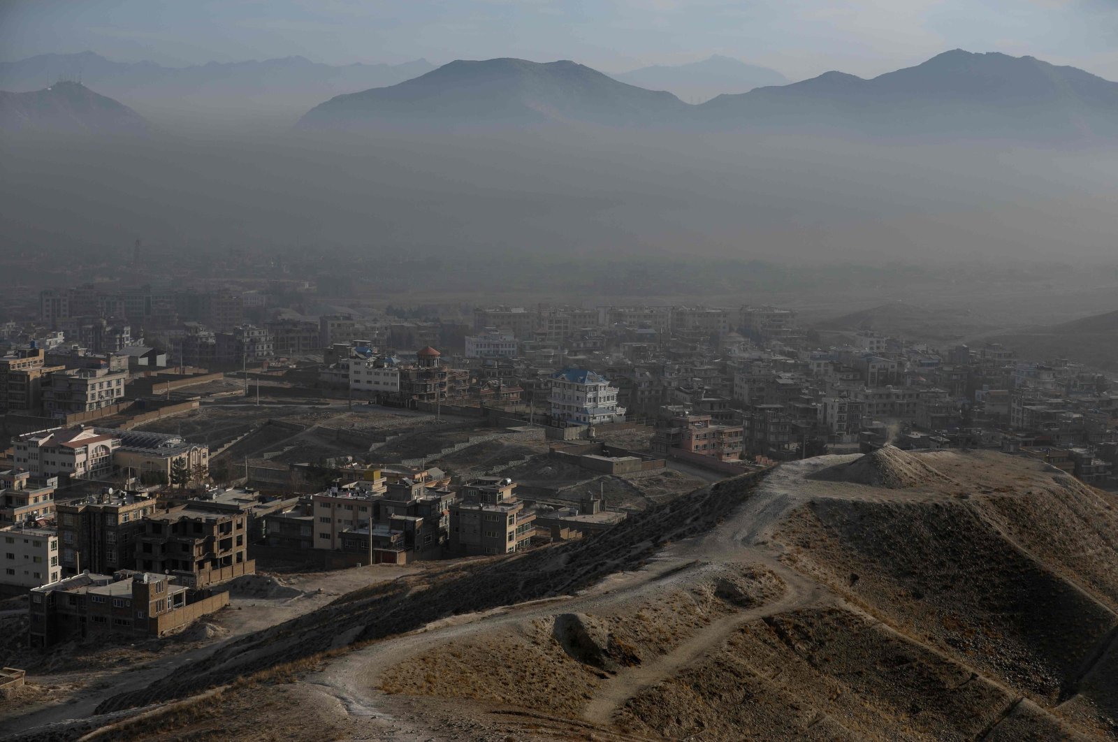 A general view of fog laden west Kabul, Afghanistan, Jan. 19, 2024. (AFP Photo)